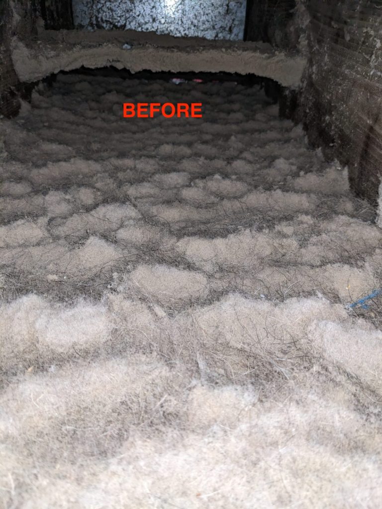 Air duct cleaning job in Cleveland OH before and after